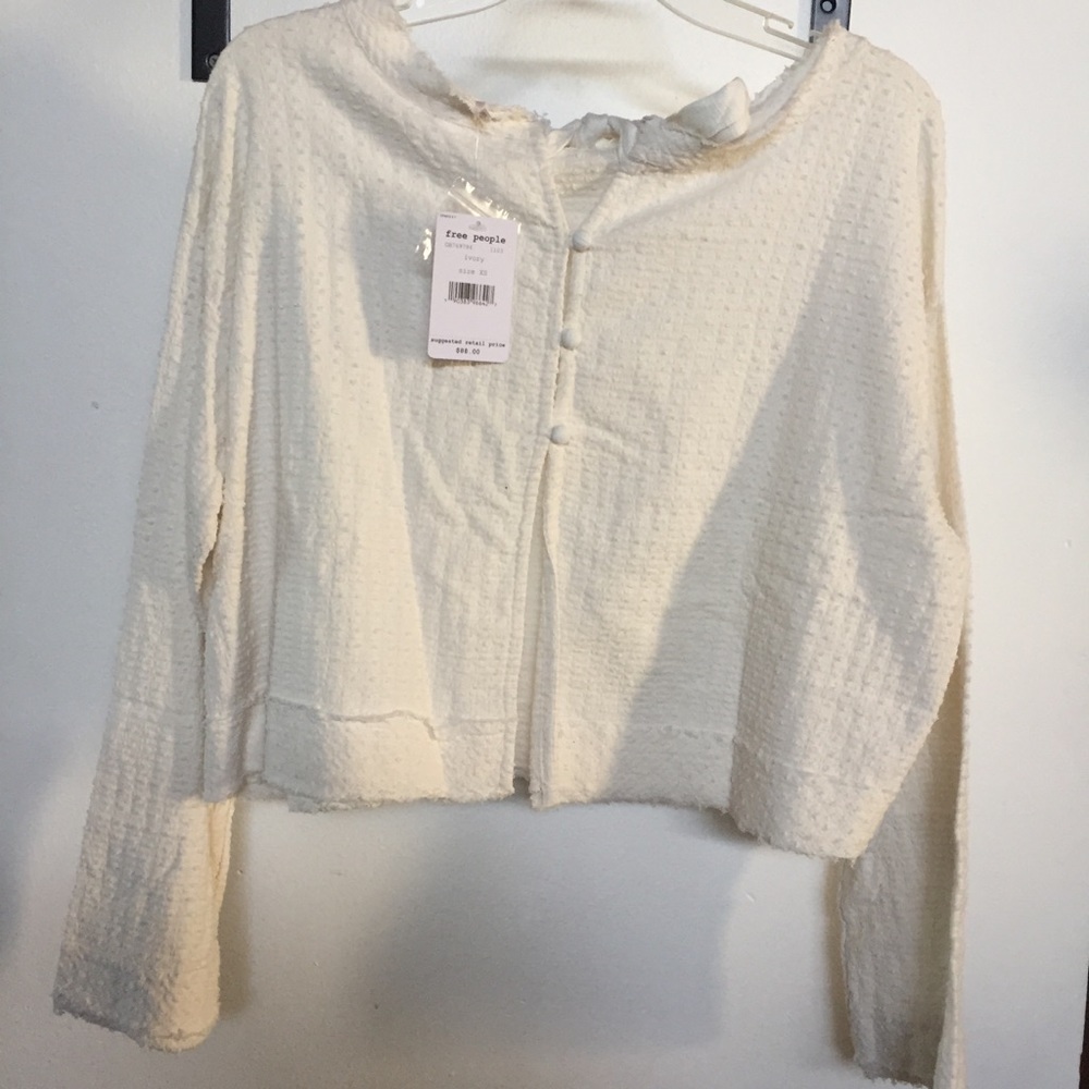 Free People | Textured Crop Blouse w SplitTie Back - Picture 8 of 8